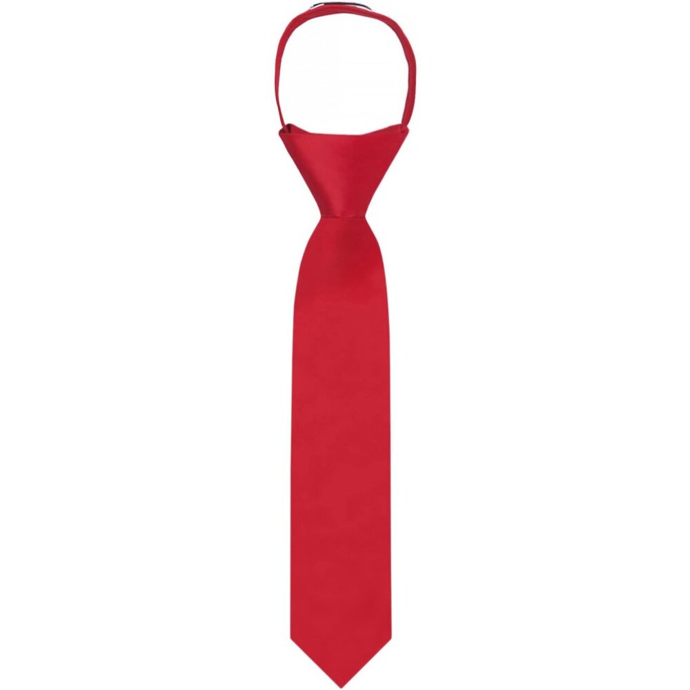 Kid's Solid 11 inch Zipper Tie - Red